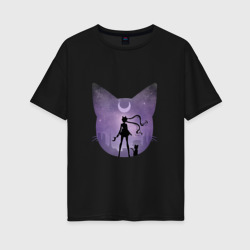 Женская футболка хлопок Oversize Лунный воен