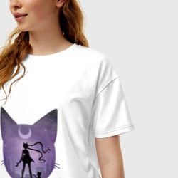 Женская футболка хлопок Oversize Лунный воен - фото 2