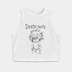 Женская укороченная майка-топ хлопок Death Note black chibi