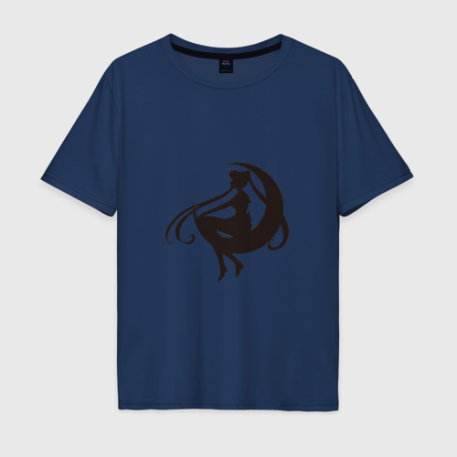 Мужская футболка хлопок Oversize с принтом Тень воина луны, вид спереди #2