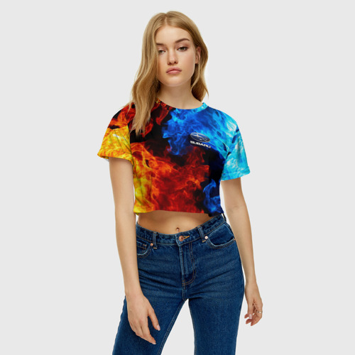 Женская футболка Crop-top 3D SUBARU, цвет 3D печать - фото 4