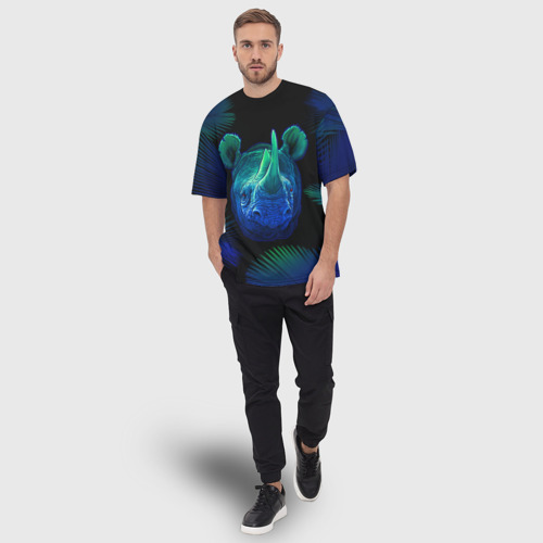 Мужская футболка oversize 3D Носорог, цвет 3D печать - фото 5