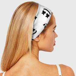 Повязка с принтом Marshmello Маршмеллоу для женщины, вид на модели спереди №3. Цвет основы: белый