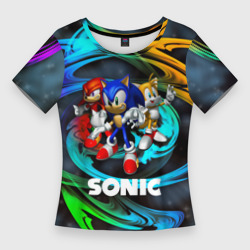 Женская футболка 3D Slim Sonic trio