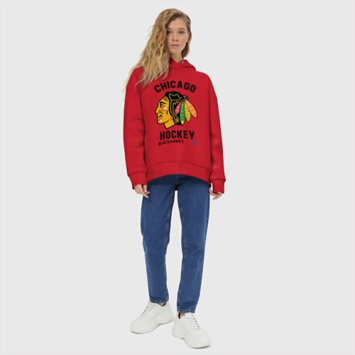 Женское худи Oversize хлопок Chicago Blackhawks NHL, цвет красный - фото 6