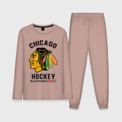 Мужская пижама с лонгсливом хлопок Chicago Blackhawks NHL