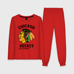 Женская пижама с лонгсливом хлопок Chicago Blackhawks NHL