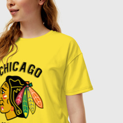 Женская футболка хлопок Oversize Chicago Blackhawks NHL - фото 2