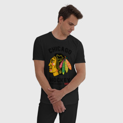 Мужская пижама хлопок Chicago Blackhawks NHL - фото 2