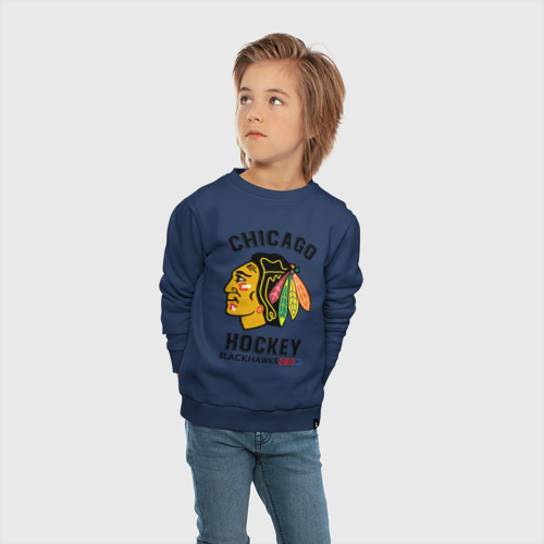 Детский свитшот хлопок Chicago Blackhawks NHL, цвет темно-синий - фото 5