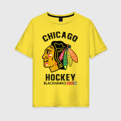 Женская футболка хлопок Oversize Chicago Blackhawks NHL