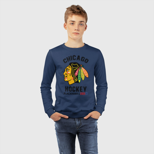 Детский свитшот хлопок Chicago Blackhawks NHL, цвет темно-синий - фото 7