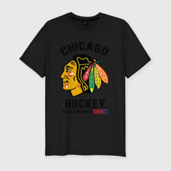 Мужская футболка хлопок Slim Chicago Blackhawks NHL