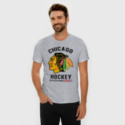 Мужская футболка хлопок Slim Chicago Blackhawks NHL - фото 2