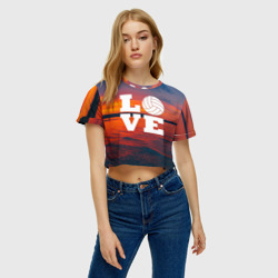 Женская футболка Crop-top 3D Love volleyball - фото 2