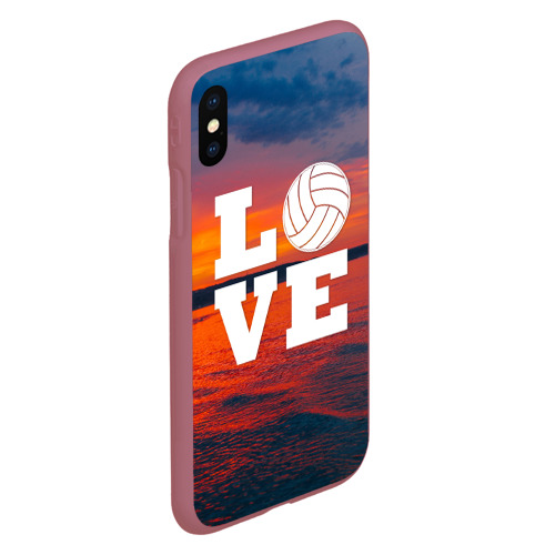 Чехол для iPhone XS Max матовый Love volleyball, цвет малиновый - фото 3