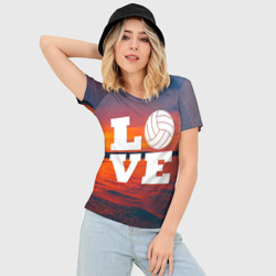 Женская футболка 3D Slim Love volleyball - фото 2