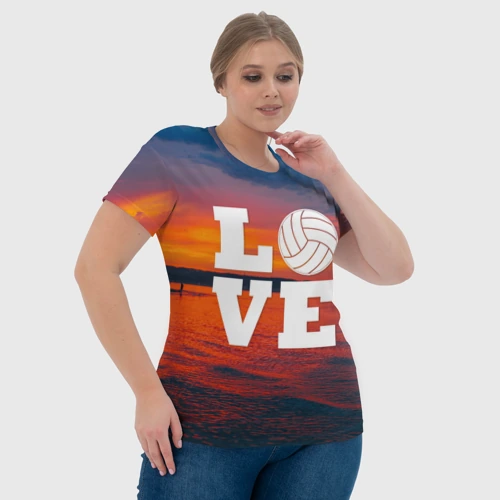 Женская футболка 3D с принтом Love volleyball, фото #4