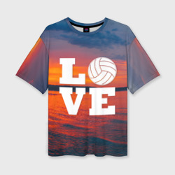 Женская футболка oversize 3D Love volleyball