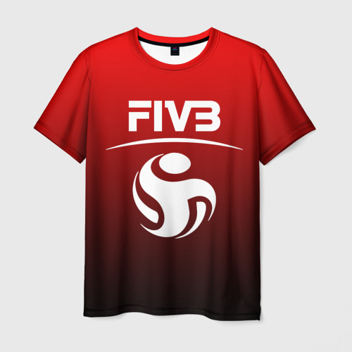 Мужская футболка с принтом FIVB волейбол, вид спереди №1