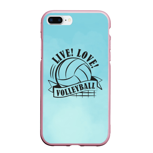 Чехол для iPhone 7Plus/8 Plus матовый Live! love! volleyball!, цвет розовый