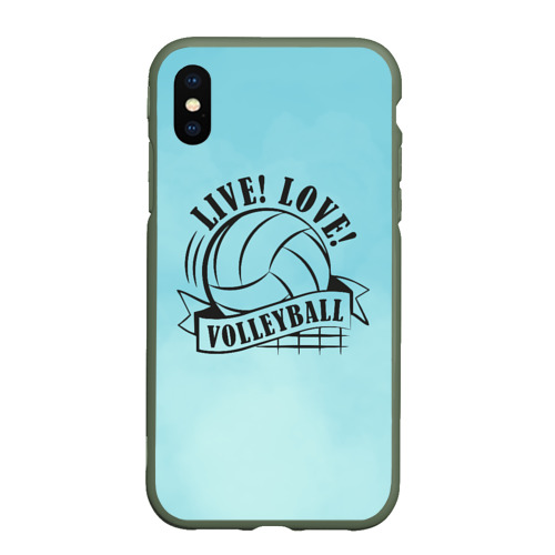 Чехол для iPhone XS Max матовый Live! love! volleyball!, цвет темно-зеленый