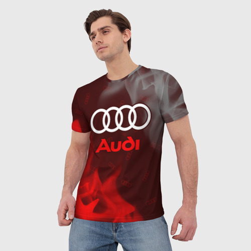 Мужская футболка 3D с принтом AUDI / АУДИ, фото на моделе #1
