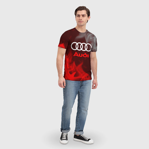 Мужская футболка 3D с принтом AUDI / АУДИ, вид сбоку #3