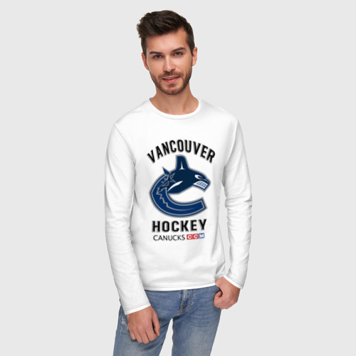 Мужской лонгслив хлопок VANCOUVER CANUCKS NHL, цвет белый - фото 3