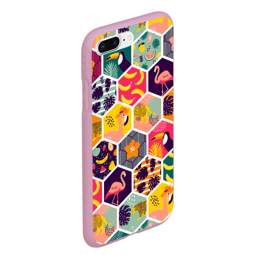 Чехол для iPhone 7Plus/8 Plus матовый Тропические соты, цвет розовый - фото 3
