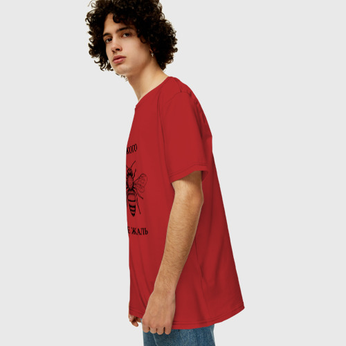 Мужская футболка хлопок Oversize с принтом Никого не жаль, вид сбоку #3