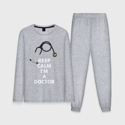 Мужская пижама с лонгсливом хлопок Keep calm I'm a Doctor