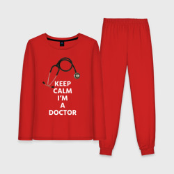 Женская пижама с лонгсливом хлопок Keep calm I'm a Doctor