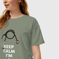 Женская футболка хлопок Oversize Keep calm I'm a Doctor - фото 2