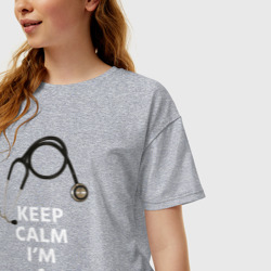 Женская футболка хлопок Oversize Keep calm I'm a Doctor - фото 2