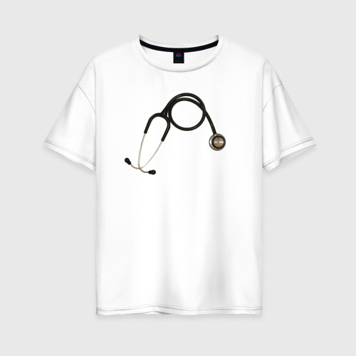 Женская футболка из хлопка оверсайз с принтом Keep calm I'm a Doctor, вид спереди №1