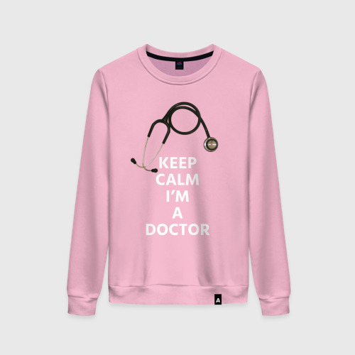 Женский свитшот хлопок Keep calm I'm a Doctor, цвет светло-розовый