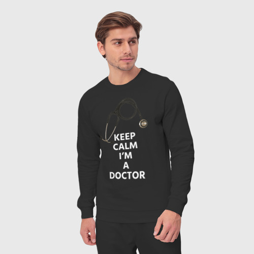 Мужской костюм хлопок с принтом KEEP CALM I'M A DOCTOR, вид сбоку #3