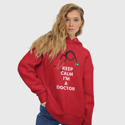 Женское худи Oversize хлопок Keep calm I'm a Doctor - фото 2