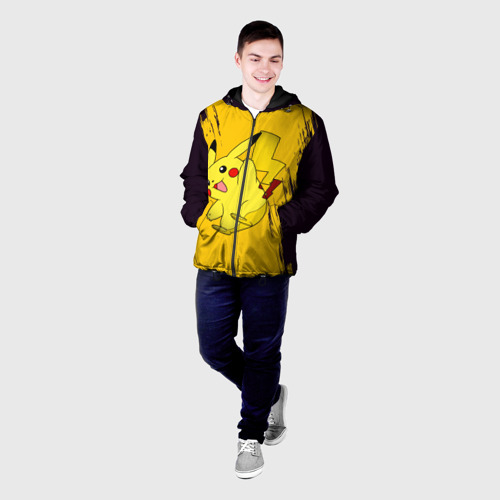 Мужская куртка 3D с принтом Happy Pikachu, фото на моделе #1