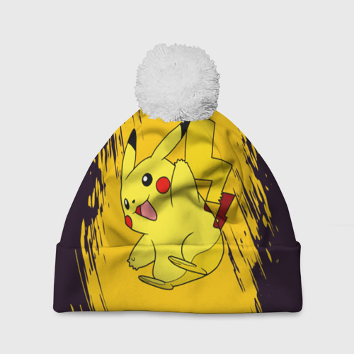 Шапка 3D c помпоном Happy Pikachu, цвет 3D печать