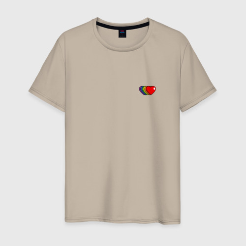 Мужская футболка хлопок Rainbow hearts, цвет миндальный