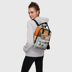 Рюкзак с принтом Фыр-Фыр для женщины, вид на модели спереди №3. Цвет основы: белый
