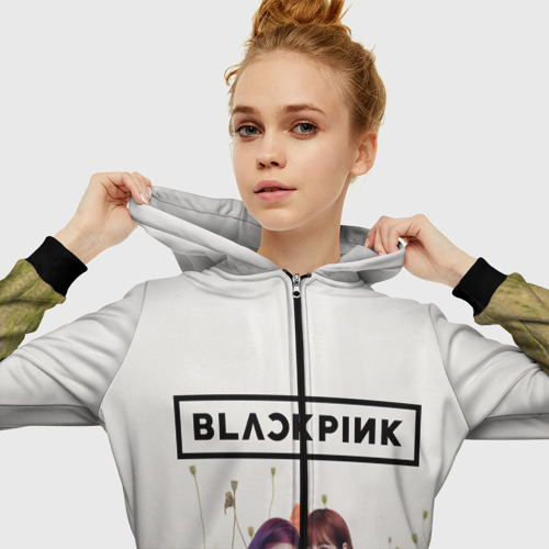 Женская толстовка 3D на молнии Blackpink, цвет черный - фото 5