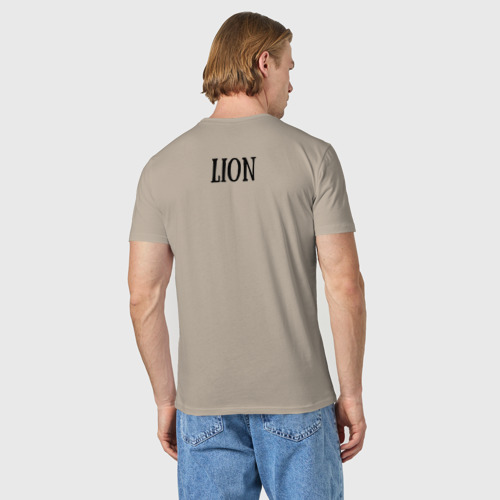 Мужская футболка хлопок lion,лев , цвет миндальный - фото 4
