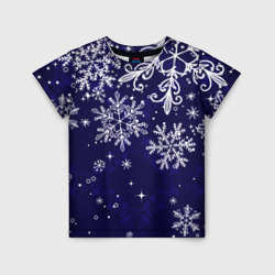 Детская футболка 3D Новогодние снежинки