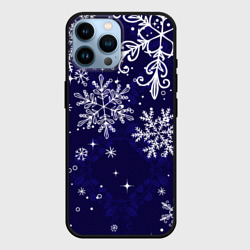 Чехол для iPhone 14 Pro Max Новогодние снежинки
