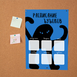 Постер с принтом Кот мем. Расписание ъуъоков для любого человека, вид спереди №2. Цвет основы: белый