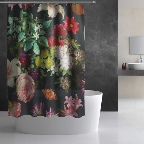 Штора 3D для ванной Цветы - фото 3