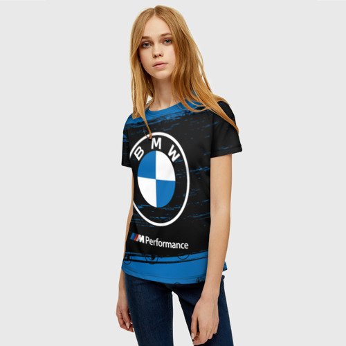 Женская футболка 3D с принтом BMW / БМВ, фото на моделе #1